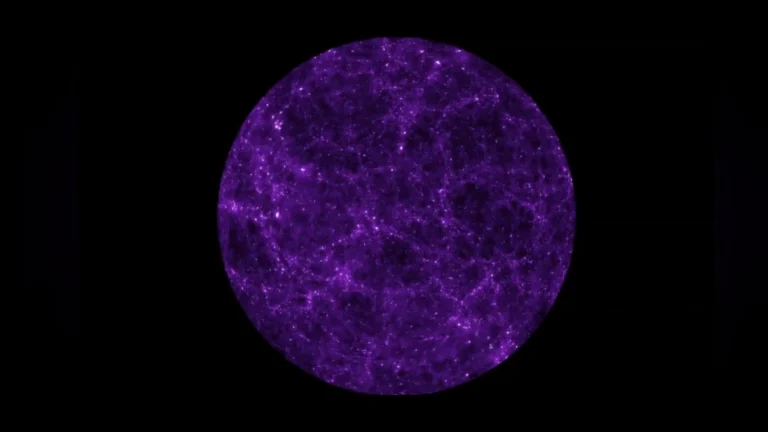 Purple cosmic web filament structure visualization from space telescope data