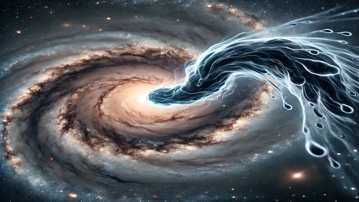 Visualization of a galaxy embedded in a dark matter halo within a cosmic filament structure