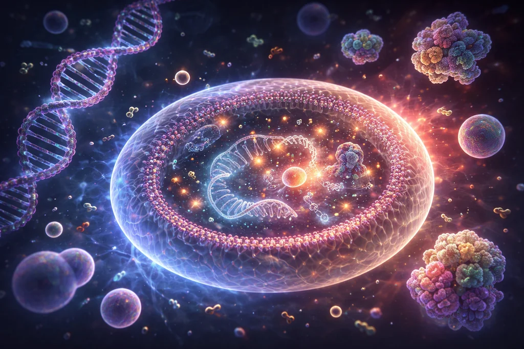 Atoms become DNA.