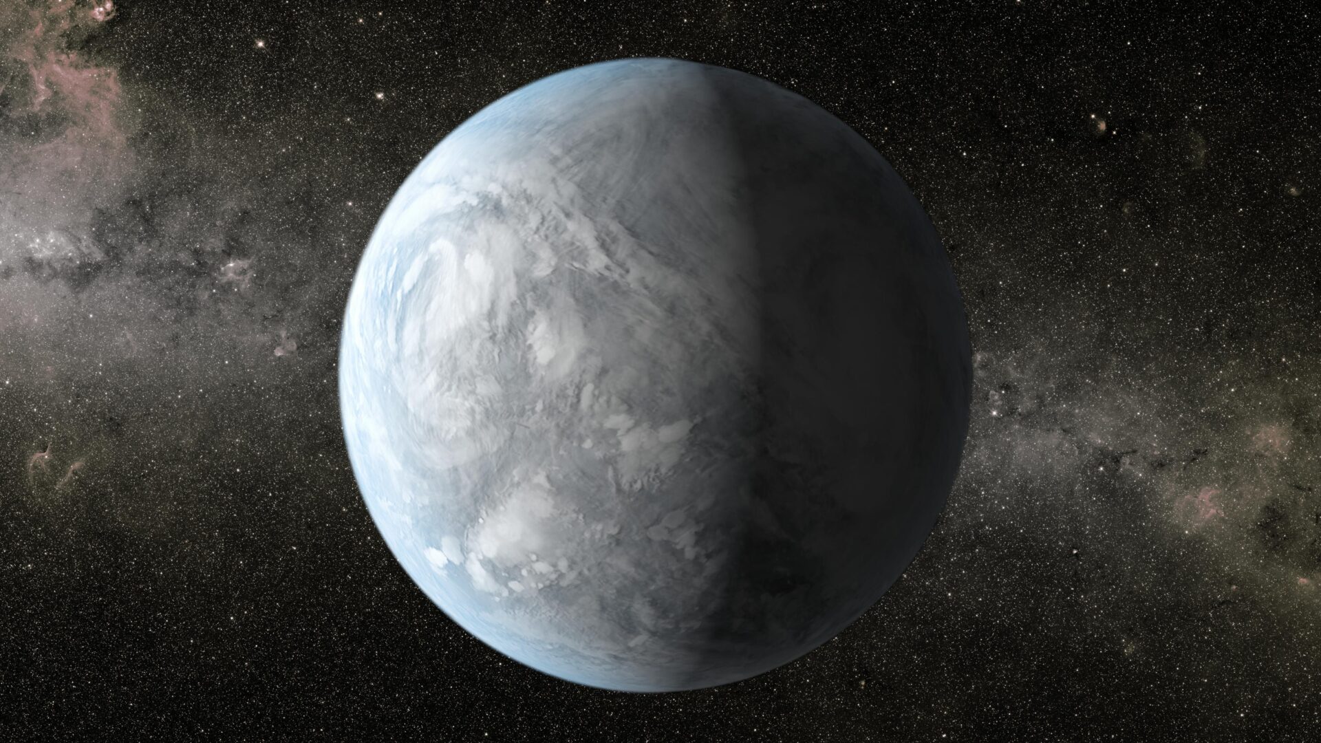 super-earth habitable zone, NASA artist concept of Kepler-62e, a super-Earth 60 percent larger than Earth orbiting in the habitable zone of its host star, with a blue-green ocean surface