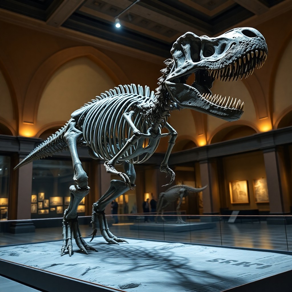 Dinosaur skeleton fossil — the K-Pg extinction wiped out non-avian dinosaurs along with 75 percent of all species on Earth