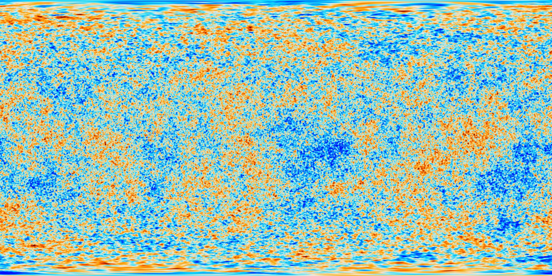 ESA Planck satellite full-sky map of the cosmic microwave background, showing temperature variations of one part in 100,000 across the entire sky