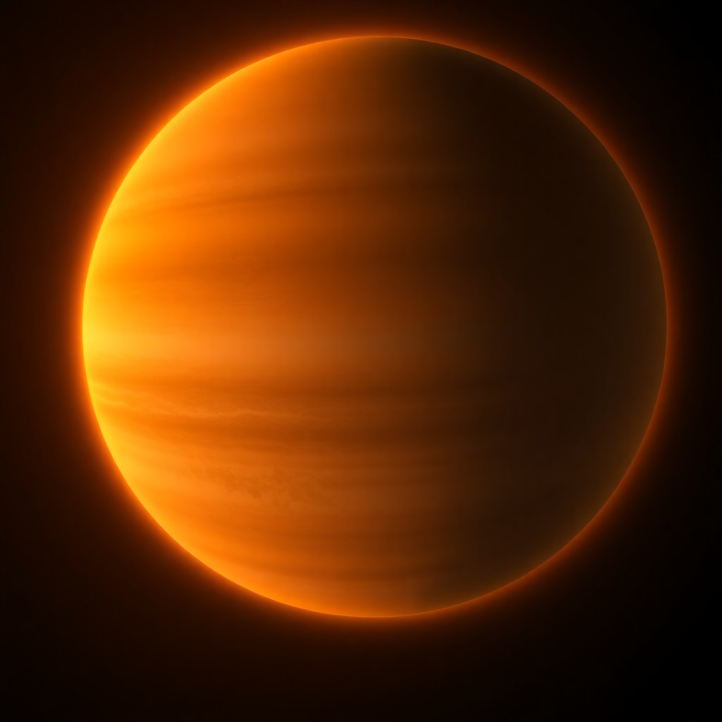 Cassini spacecraft view of Titan, Saturn largest moon with a thick nitrogen and methane atmosphere