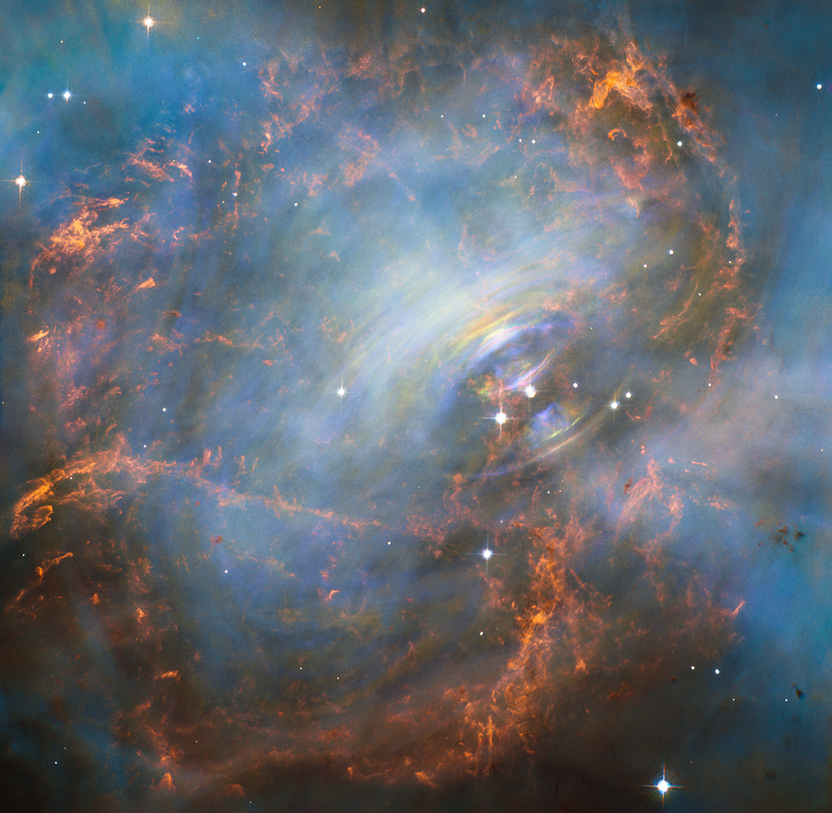 The Crab Nebula, the remnant of a supernova seen in 1054 AD, illustrating how supernovas work.