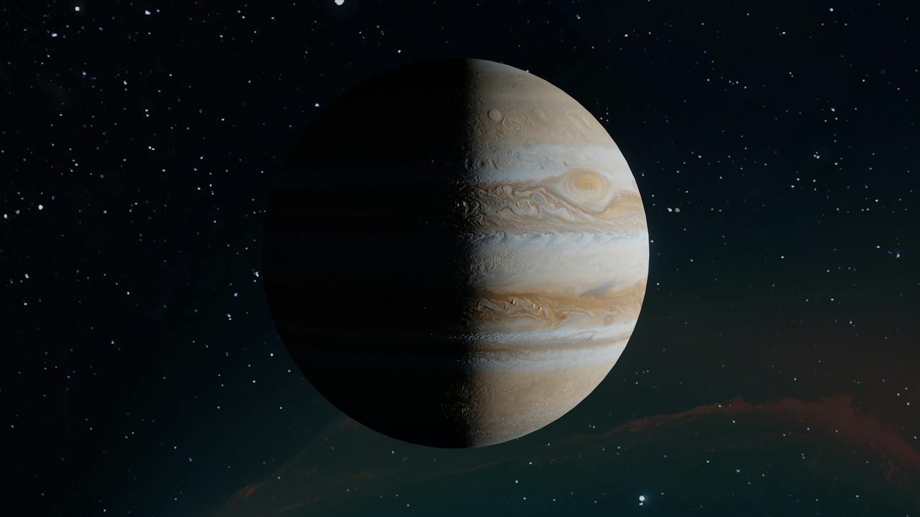 A banded giant planet with a darkened hemisphere