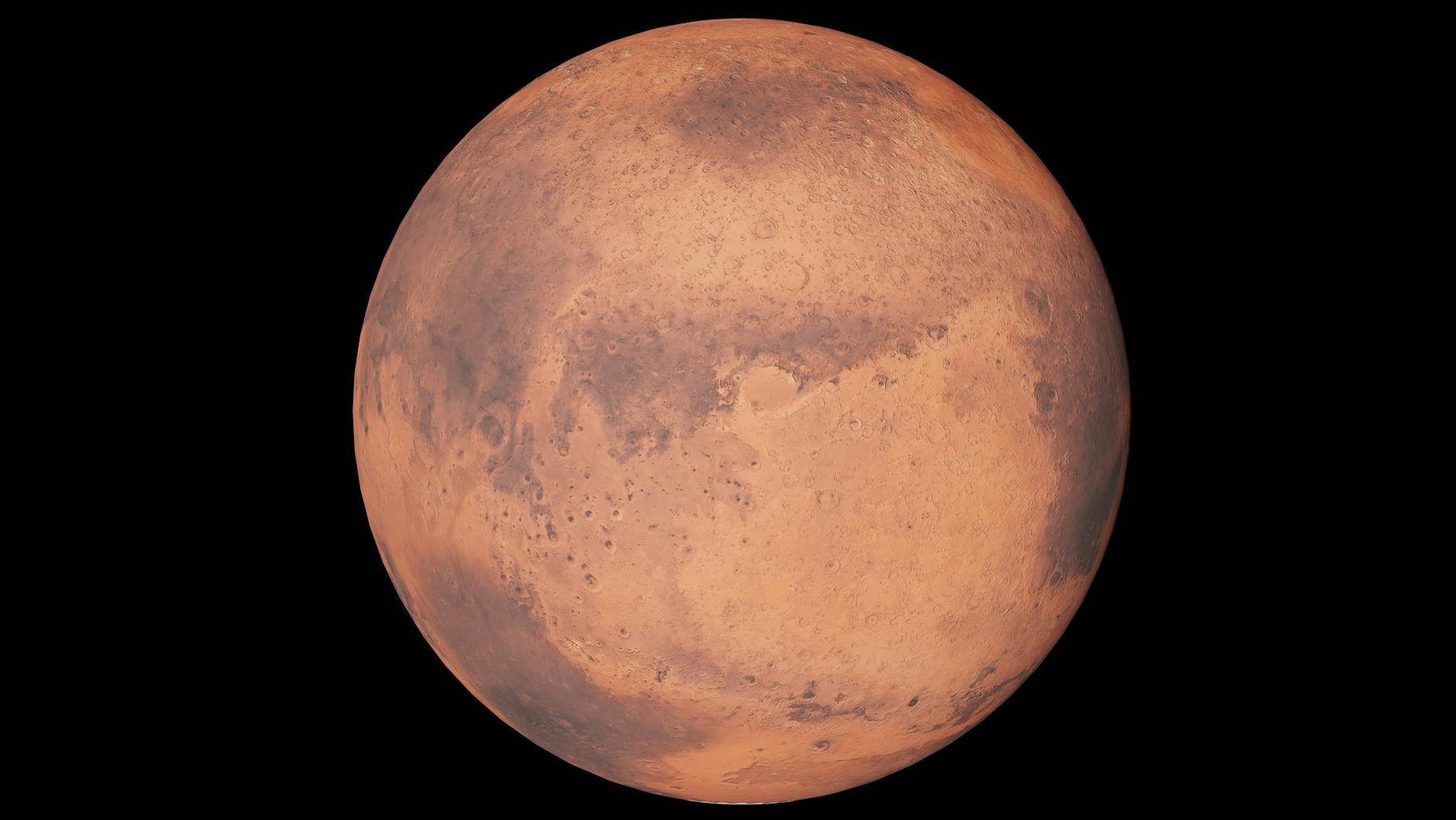 The red surface of Mars, colored by iron-oxide dust