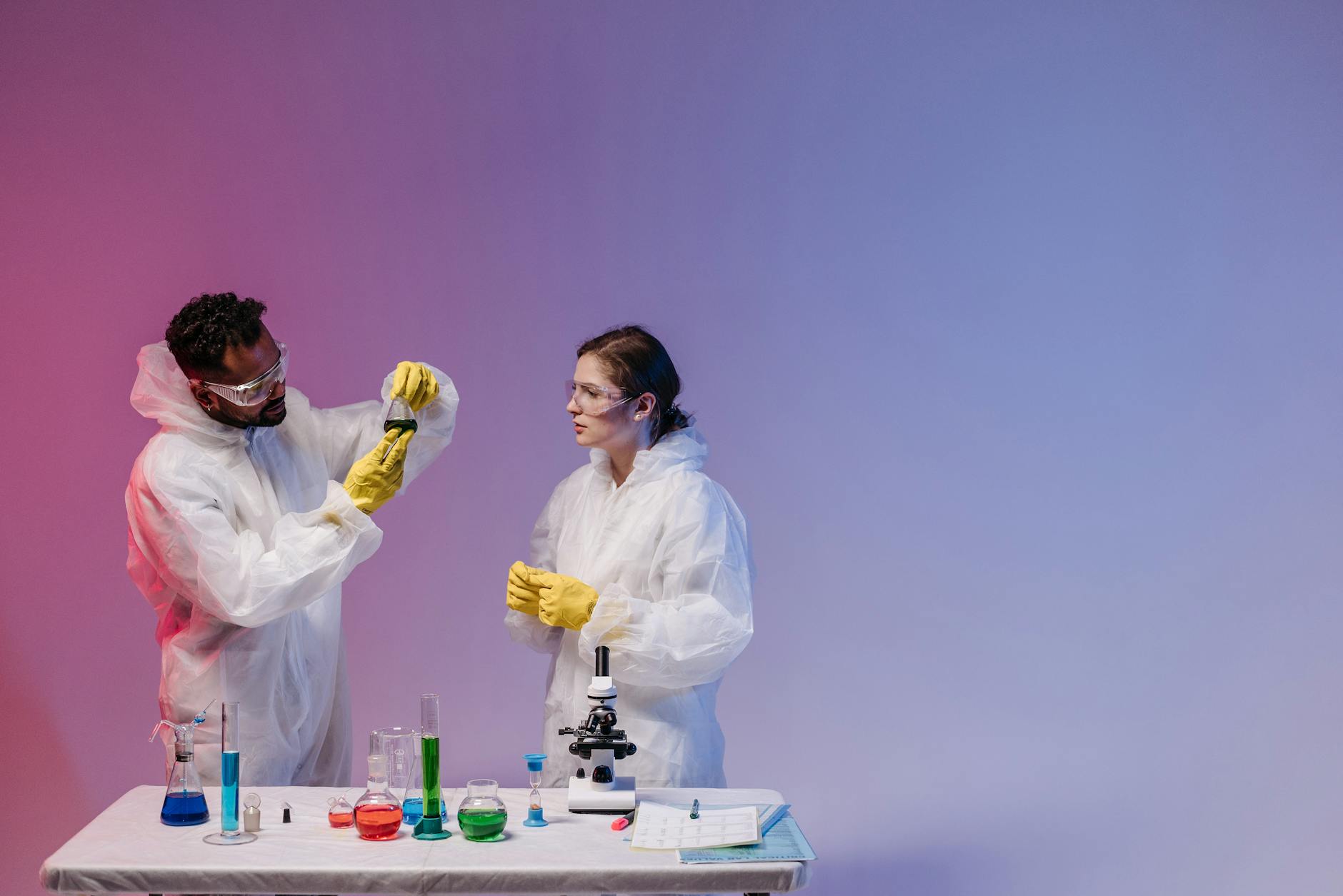 Scientists collaborating in a laboratory