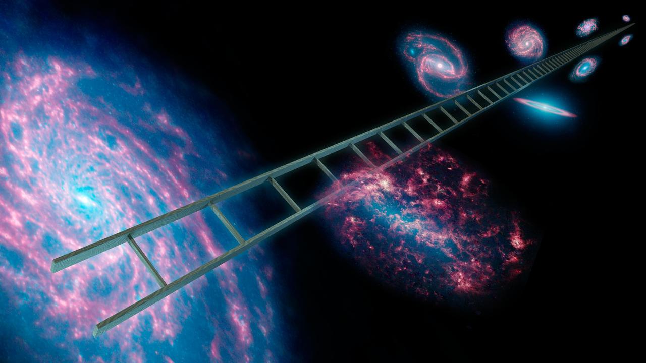 Artist concept of climbing the cosmic distance ladder