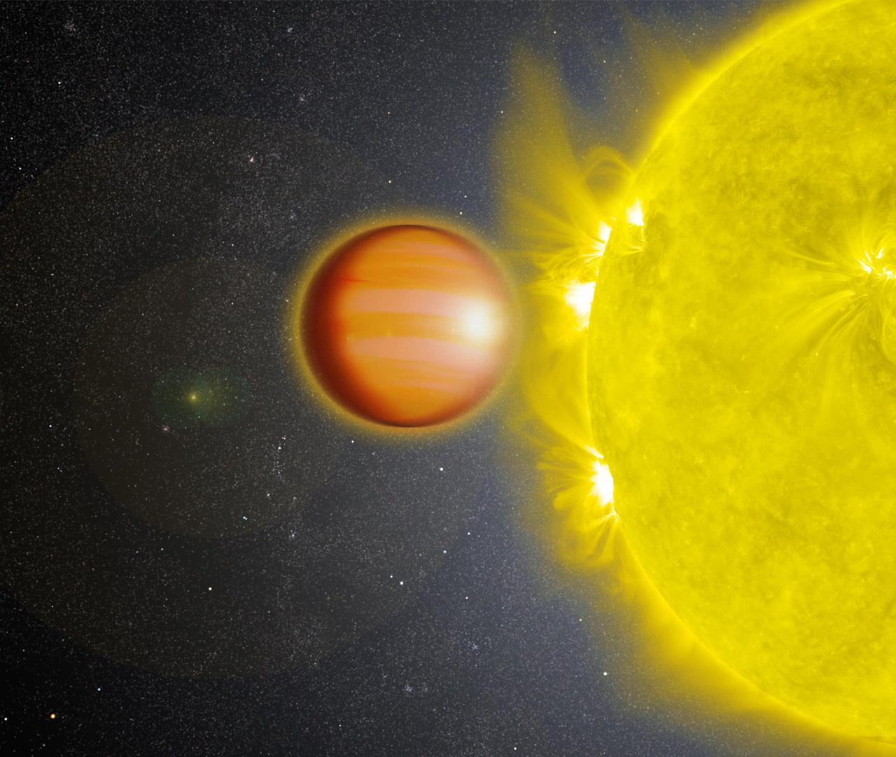 Artist's concept of a hot gas-giant exoplanet, a contrast to the rocky carbon planets discussed here.