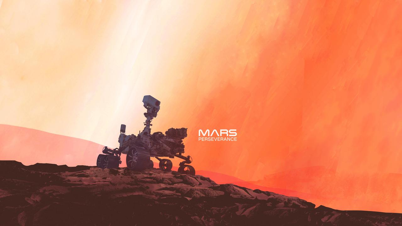 Illustration of NASA's Perseverance rover on Mars