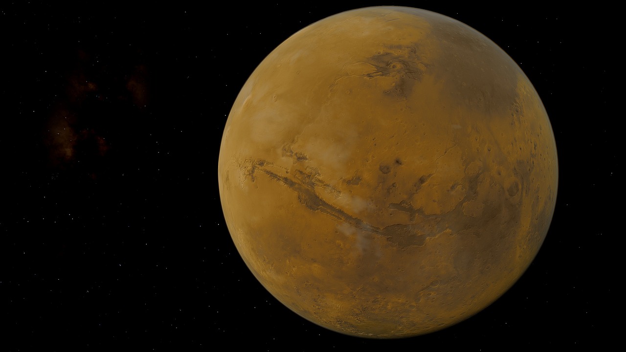 Illustration of Mars against a starry background