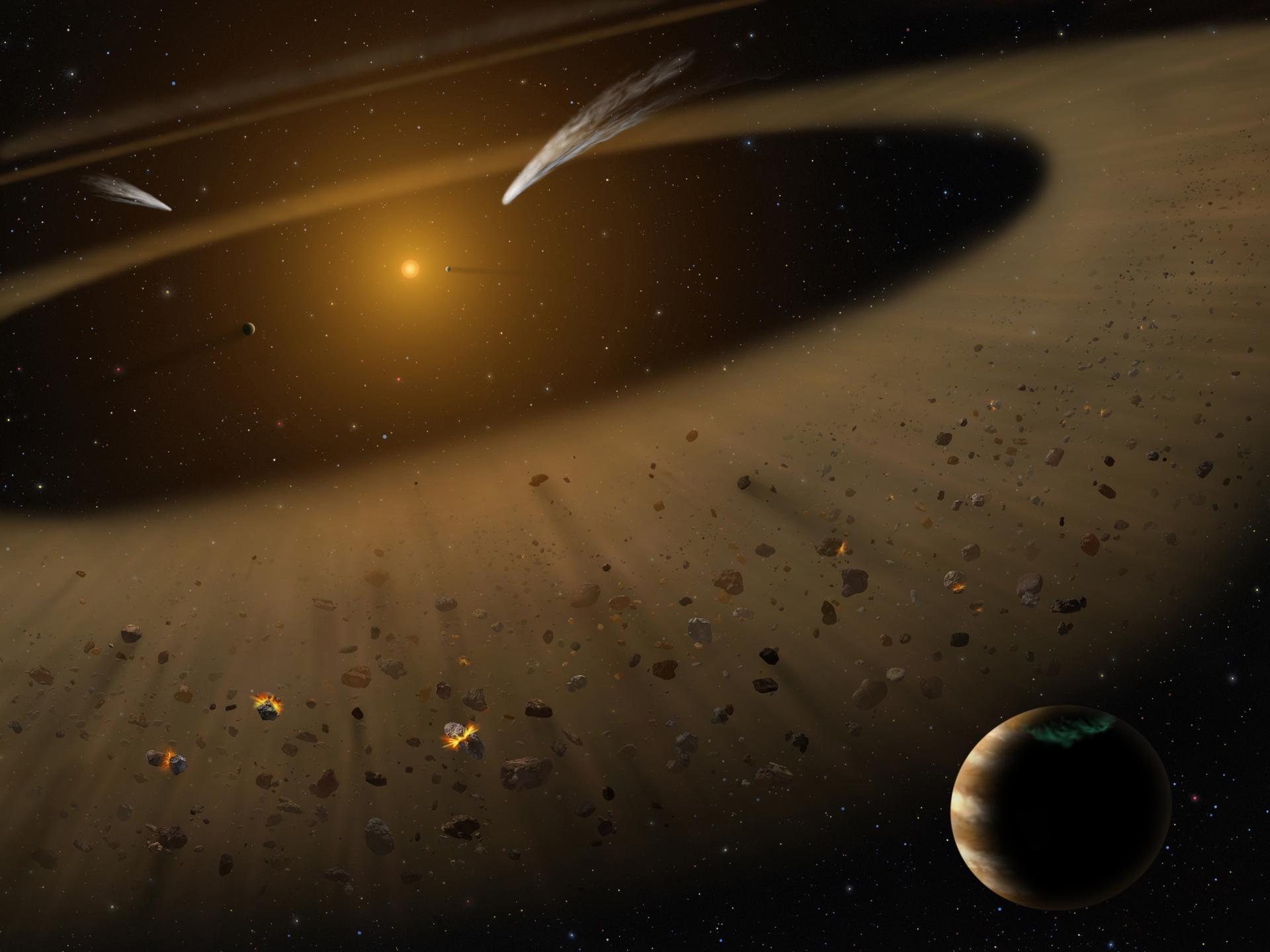 Artist's concept of the debris belts of the Epsilon Eridani exoplanet system.