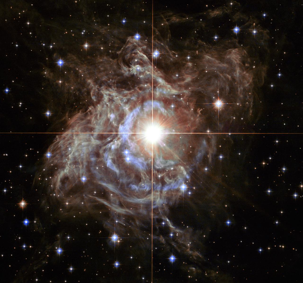Hubble image of RS Puppis, a bright Cepheid variable star wrapped in nebulosity