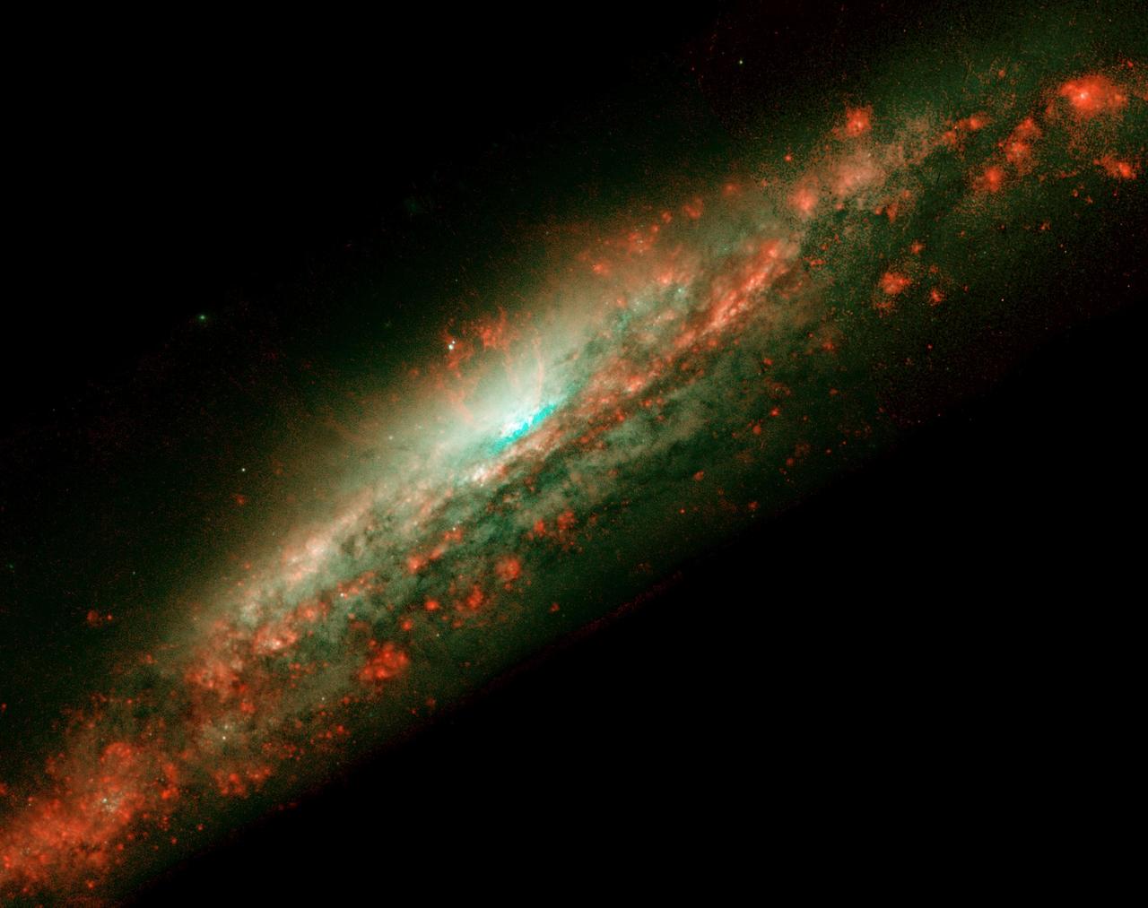 Hubble image of spiral galaxy NGC 3079