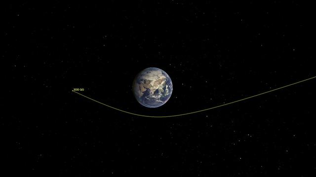 Illustration of a near-Earth asteroid passing close to our planet