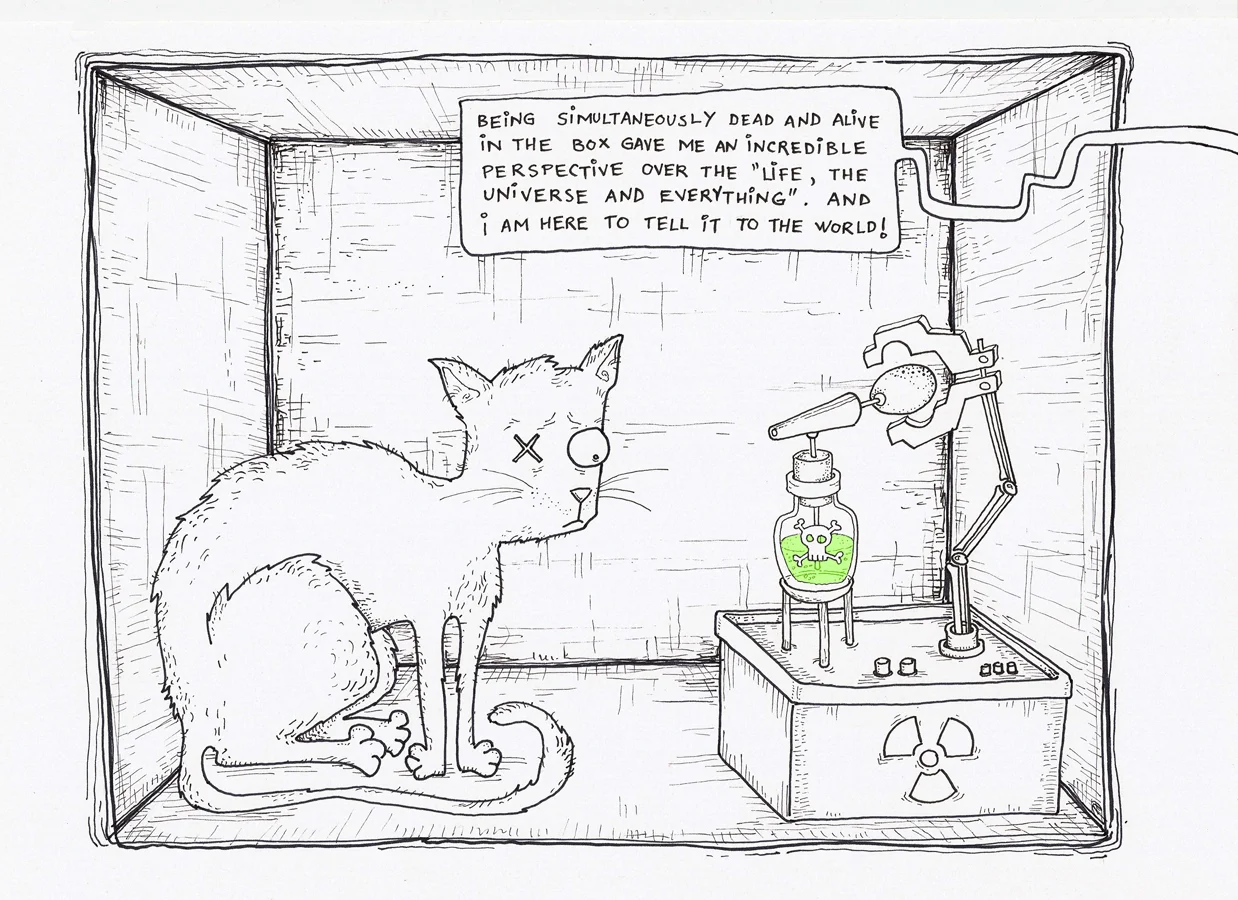 Illustration of the Schrödinger's cat thought experiment