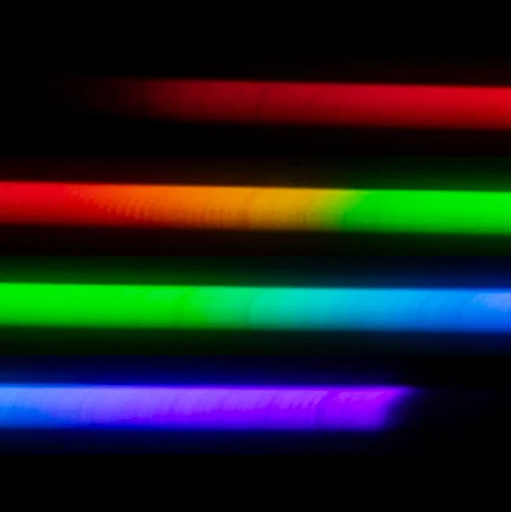 The solar spectrum with dark Fraunhofer absorption lines