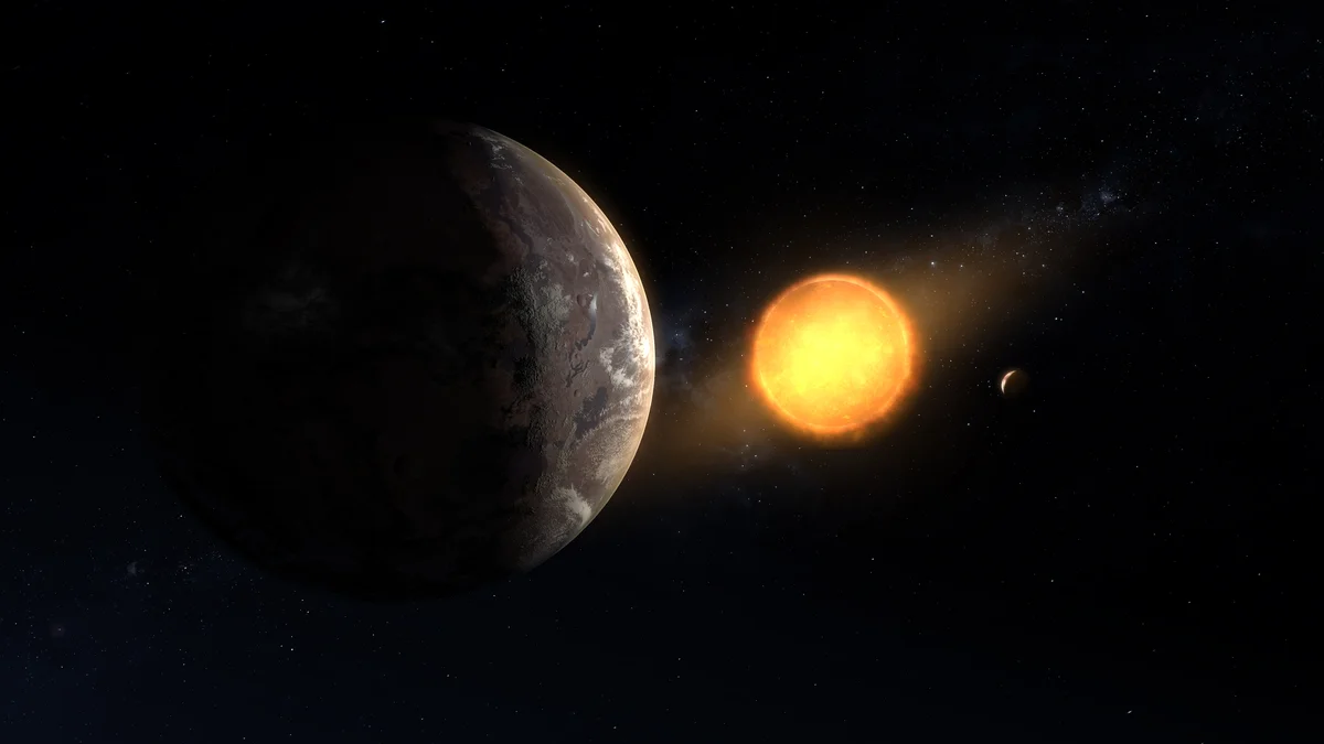 Artist illustration of a habitable-zone exoplanet