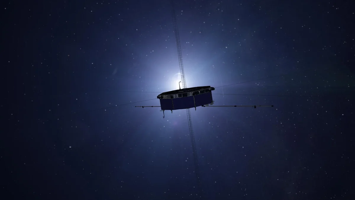 Illustration of Earth's magnetosphere shielding the planet from the solar wind